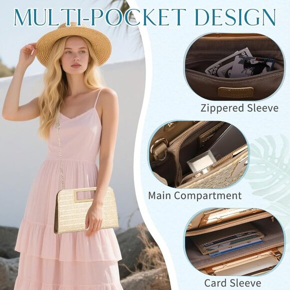 🆕Women Orange Vegan Leather Cut-Out Handle Evening Handbag Crossbody Party Bag - Picture 4 of 7